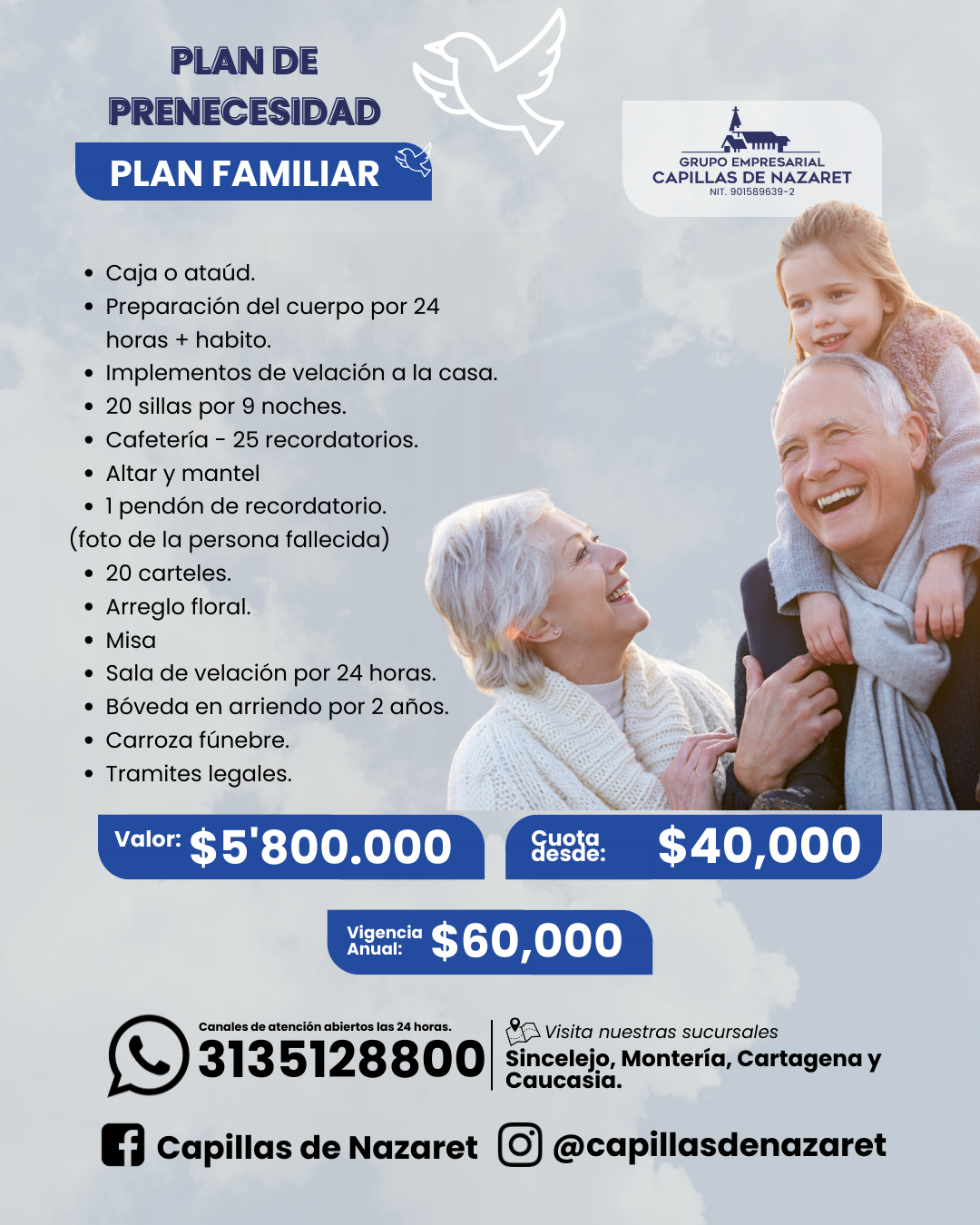 Ficha del Plan Familiar de prenecesidad de Capillas de Nazaret